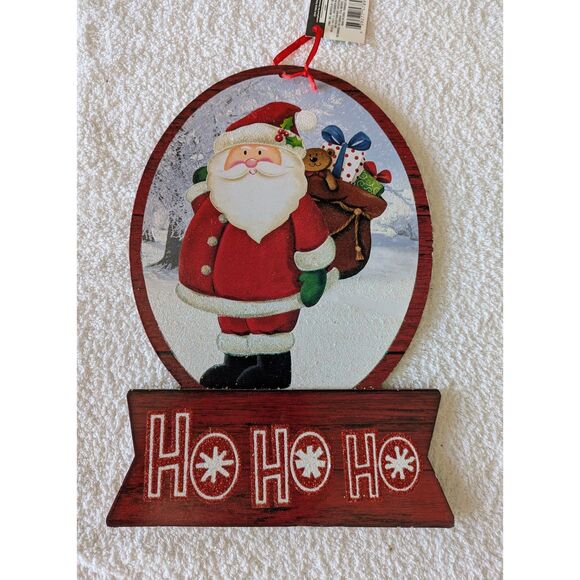 NWT  Christmas House Decor wood glitter wall/craft/wreath plaques  (3) - Picture 4 of 6